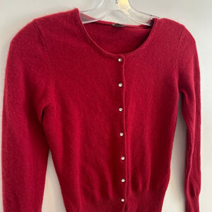 100% Cashmere Red Cardigan Size 4